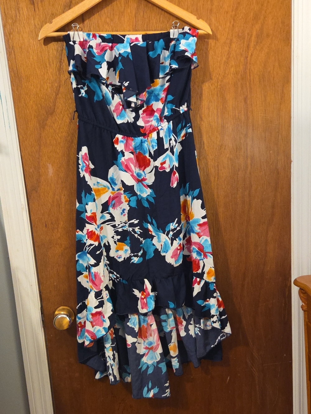My Michelle Floral Printed Strapless High-Low Dress Size Medium